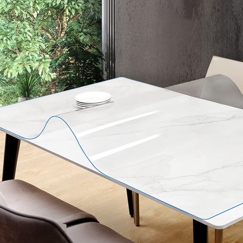 VeeCano 44X96 Inch Clear Table Protector for Dining Room Table Wooden Furniture Protection Tabletop Protector Plastic Wipeable Tablecloth Thicken Desk Blotter Cover Mat Protective Vinyl Pad Easy Clean