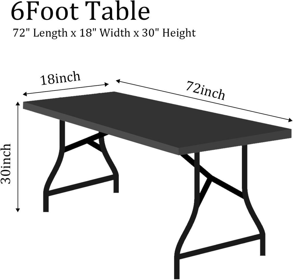 Skiennix 2-Pack White Spandex Table Covers - Fitted, Wrinkle-Resistant, 6ft x 18in for Events & Displays