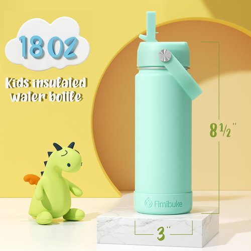 Fimibuke Kids Insulated Water Bottle - 18oz BPA-Free Double Wall Tumbler | Leak-Proof Design, 2 Pack in Midnight Rose