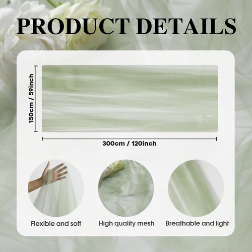 Artoid Mode Sage Green Gauze Table Runner - 120 Inch | Sheer Decor for Weddings & Parties