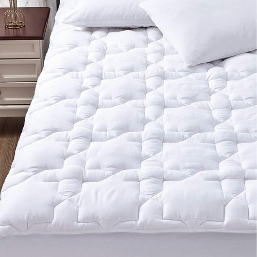 CozyLux Queen Mattress Pad - Breathable Cotton Cooling Topper for 8-21" Deep Pocket | Soft Quilted Protector (60"x80", White)
