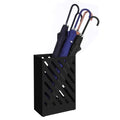 SONGMICS Metal Umbrella Stand, Rectangular Umbrella Holder Rack, with a Removable Drip Tray, 4 Hooks, Hollow-Out Design, for Entryway, Office, Black ULUC03BK