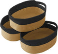 JMvicyroam Woven Storage Baskets - Small Rope Bins with Handles for Organizing | Black & Jute, 3-Pack