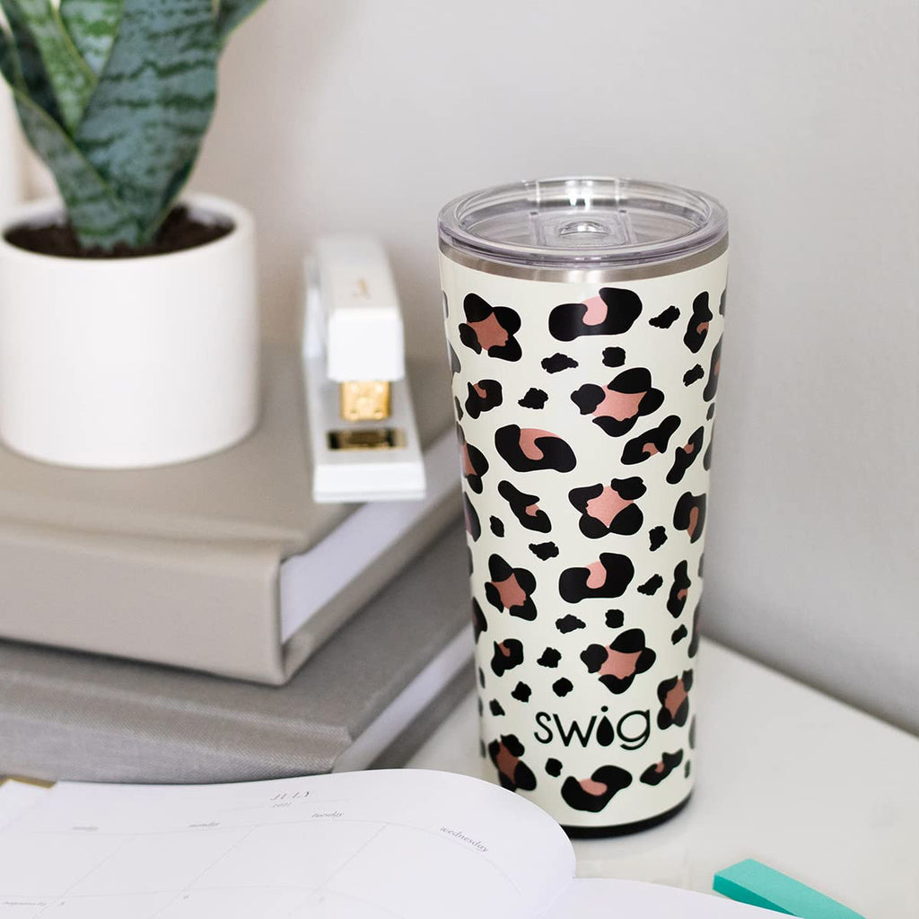 Swig Life 22oz Insulated Tumbler, Travel Coffee Tumbler with Lid, Cup Holder Friendly Travel Coffee Mug, Stainless Steel (Cool Cat)