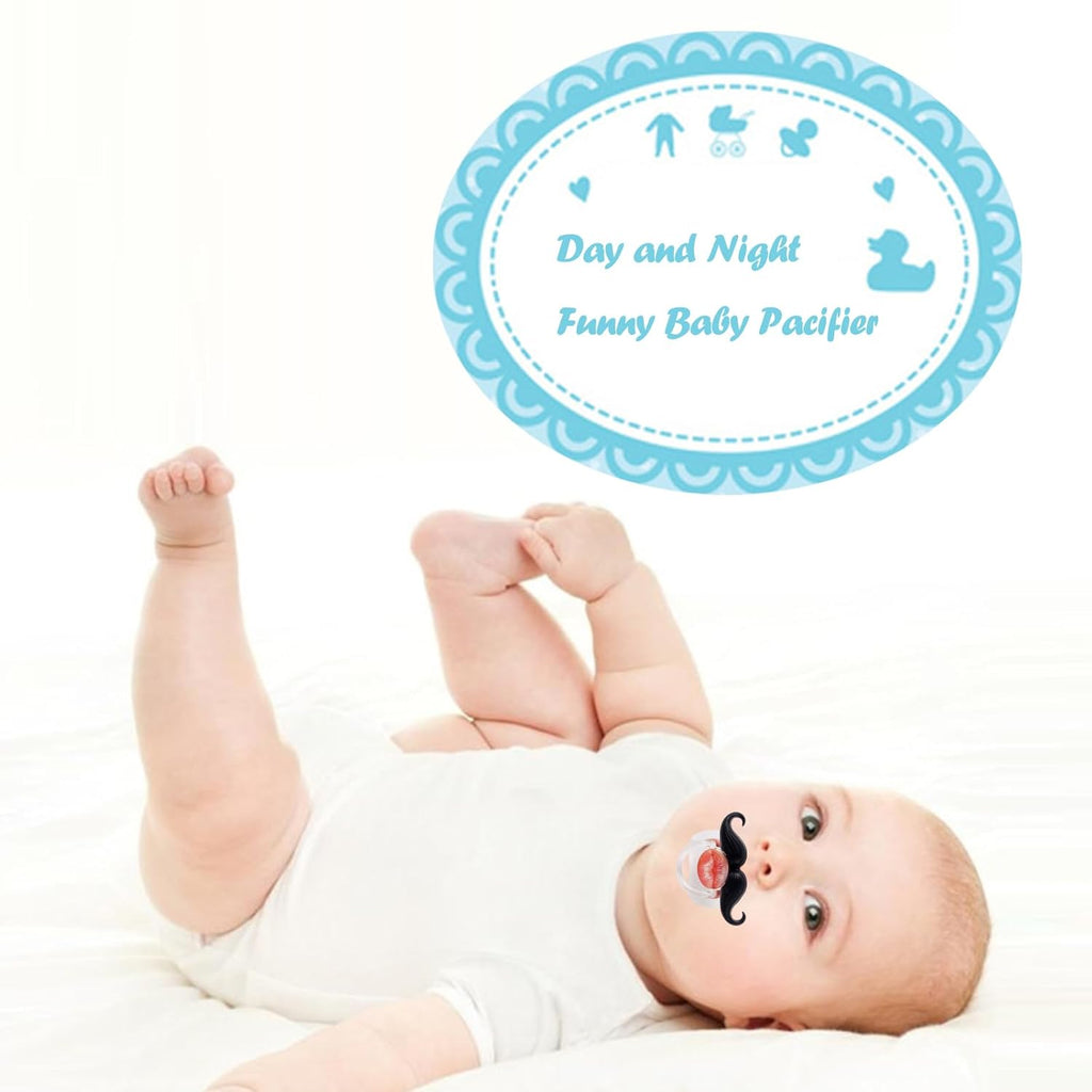 ROBBEAR Baby Pacifier - Cute Mustache & Vampire Skull Design | BPA-Free Silicone for Infants 0-36 Months