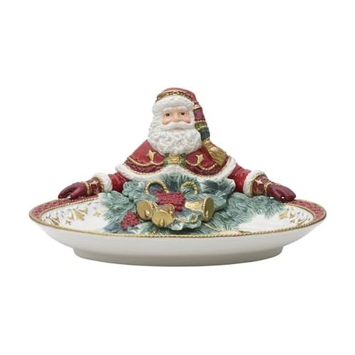 Fitz and Floyd Noel Holiday Santa Figural Serving Bowl Platter, 12 Inch