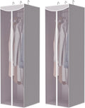 Storage Maniac Hanging Garment Bags - 2-Pack Long Dress & Suit Covers with Clear Window, Grey