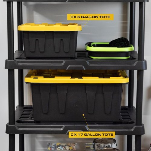 5-Gallon Heavy Duty Storage Bins by BLACK & YELLOW - Stackable, Weather-Resistant, 4-Pack for Home Organization