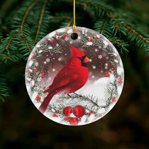 Oldchi Christmas Red Cardinal Ornaments, Ceramic Tree Decorations - Cardinal Bird Memorial Gifts Surrounded by Your Glory Ceramic Ornament - Best Gifts for Christmas