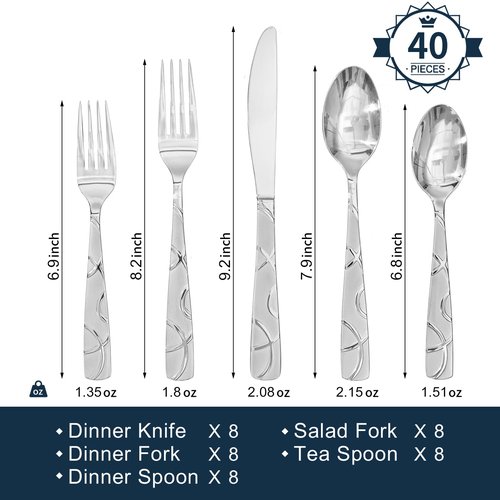 HIKAA Gift Wrap Silverware Set Stainless Steel Flatware Set for Gift, Cutlery Set for Present (40, Flower)