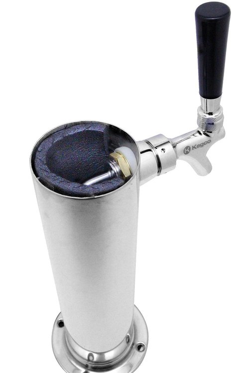 Kegco KC D4743T-Ss Polished Single Faucet Draft Beer Tower, 3" Column, Stainless Steel