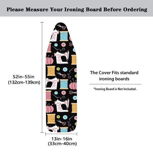 Gekhuqory Sewing Machine Patterns Ironing Board Cover Premium Polyester, Fits Full Size Board | Stain and Scorch Resistant; Elastic Edge | Laundry Accessories