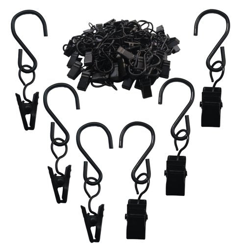 UPEYXDQR Stainless Steel S Hooks Curtain Clips，Hanging Party Lights Hangers Gutter Photo Camping Tents, Art Craft Display, Garden Courtyards Decoration, 2.4 Inch Long Black 40Pcs