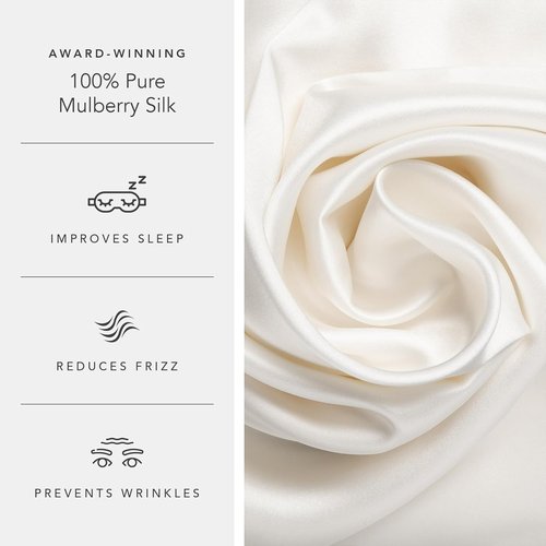 Fishers Finery 100% Pure Mulberry Silk Pillowcase Set - Luxurious White King Size (2 Pack)