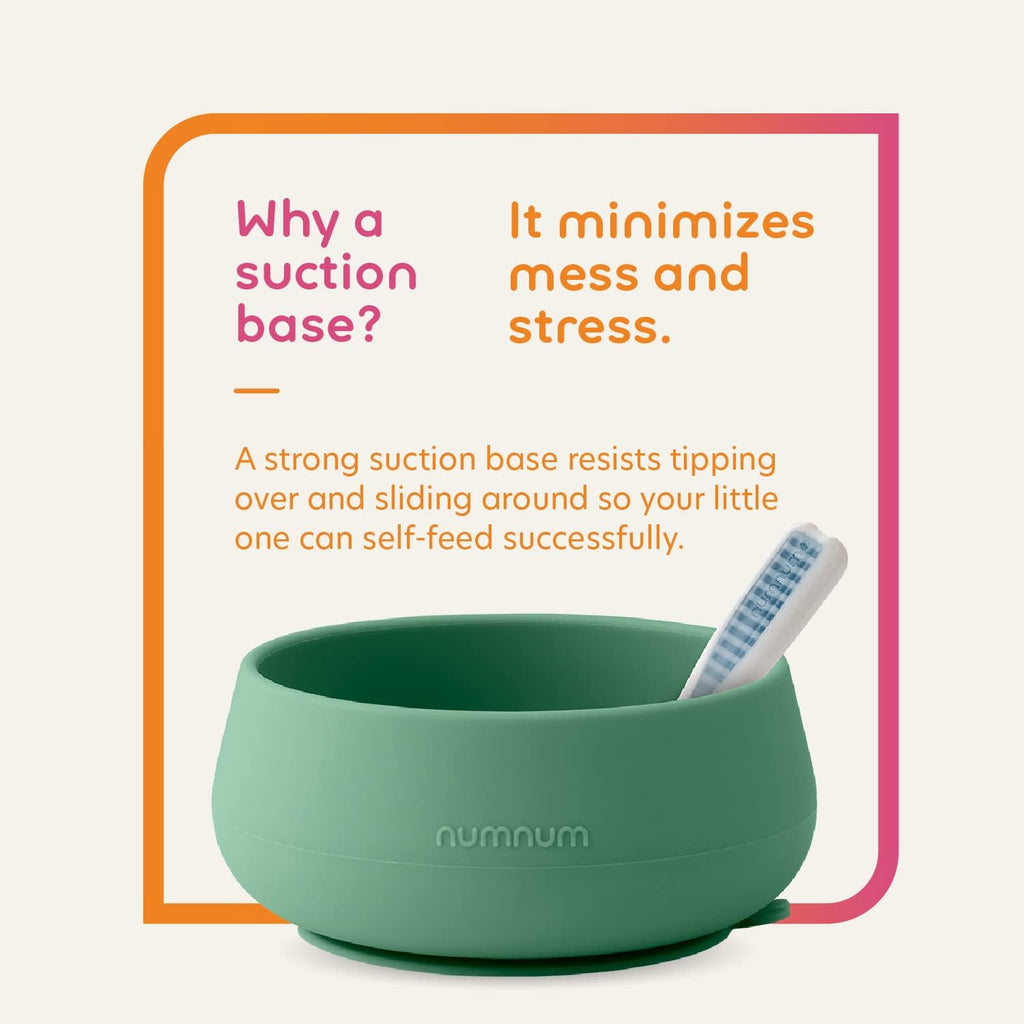 NumNum Suction Bowls - Extra Strong Non-Slip Silicone, BPA-Free, 2-Pack for Baby-Led Weaning | Blue/Green