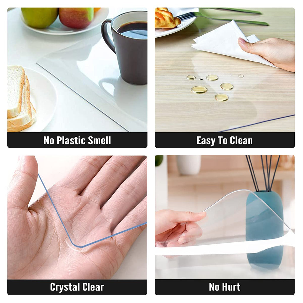 Royhom Clear Table Protector 40 x 62 Inch - 2mm Thick Plastic Table Cover, Clear Table Cover Protector Rectangle, Waterproof PVC Desk Mat for Coffee Table, Writing Desk, Dining Room, Dresser