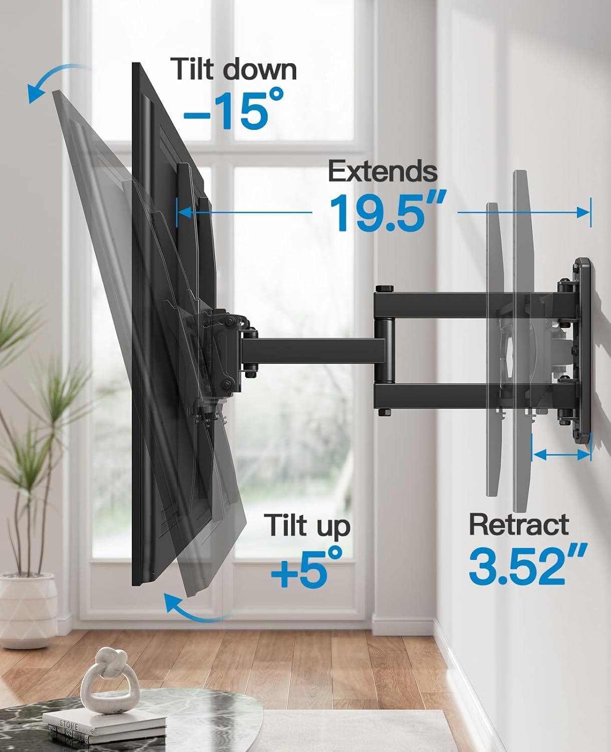 Pipishell Full Motion TV Wall Mount - Heavy Duty Articulating Arms for 26-65 Inch TVs | VESA 400x400mm, 77lbs Support