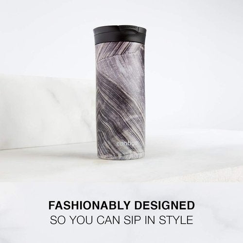 Contigo Huron 16oz Travel Mug - Vacuum-Insulated, Leak-Proof, Keeps Drinks Hot or Cold, White Marble Finish | Pack of 4