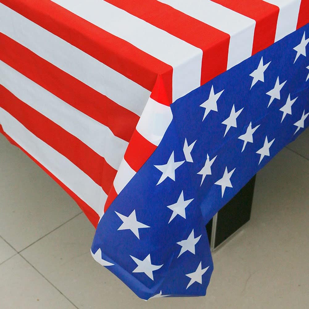 USA 4th of July Tablecloth - 2 Pack Disposable Rectangular Covers | 54'' x 108'' for Independence Day Celebrations