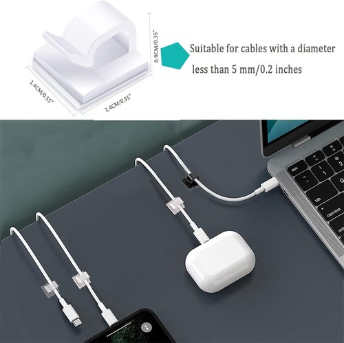 KGROTE Cable Clips - 60PCS Adhesive Wire Organizers for Desk & Wall | Clear Cord Holders for Christmas Lights