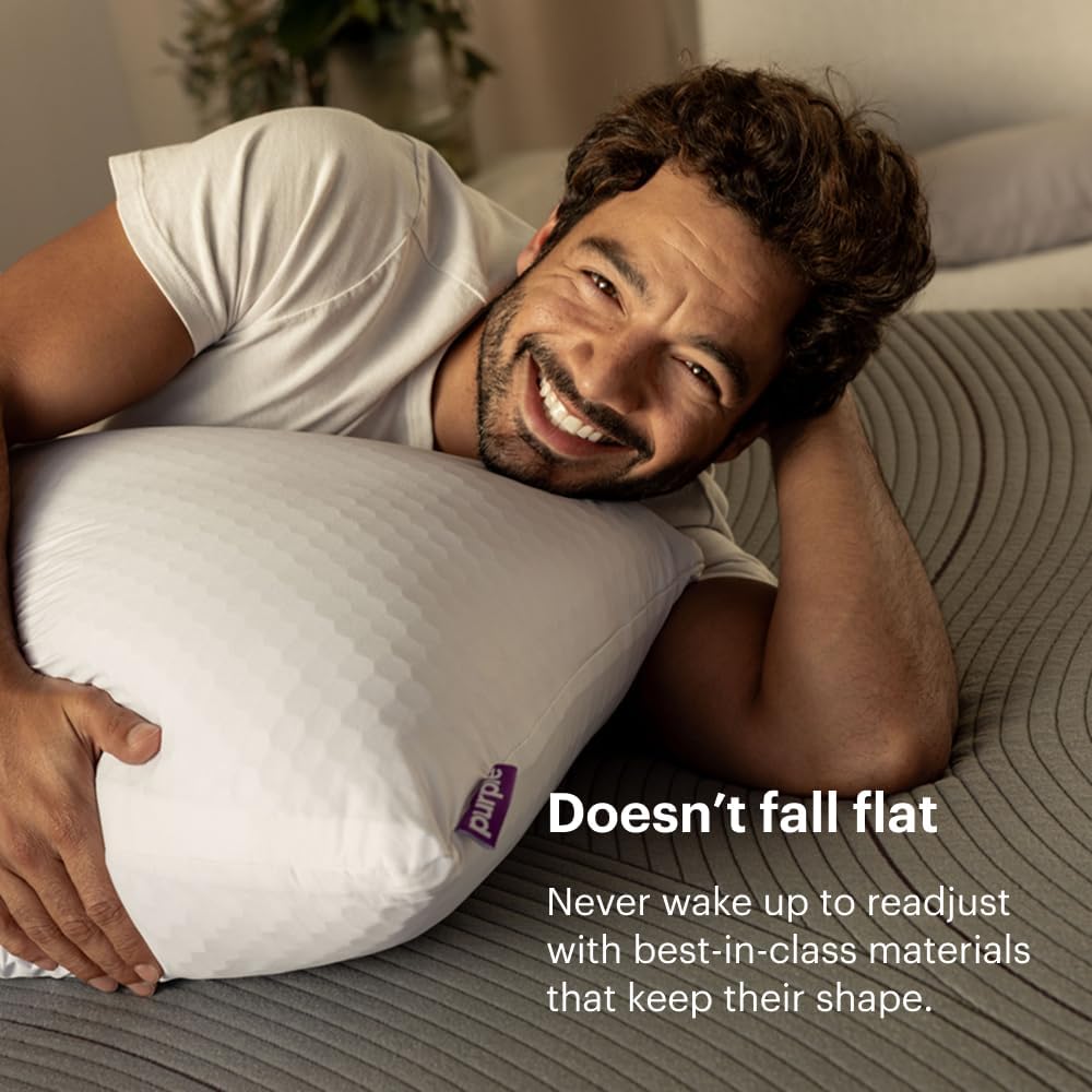 Purple Harmony Pillow - Talalay Latex Foam Cooling Pillow for Side Sleepers | 360º Hex GelFlex Grid, Medium Feel, Standard Size