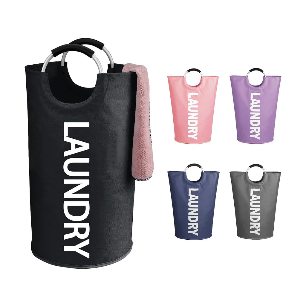 WOOHA 95L Large laundry baskets, Tall Clothes Baskets Folding Washing Bin Foldable Fabric Hamper Bags for Bedroom, Closet,Bathroom,College,laundry bag, black