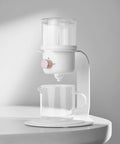 LSL LoveStyle Living Glass Tea Pot with Infusers for Loose Tea and Drip Coffee Pour Over, Semi Automatic Tea Set with Magnetic Clear Teapot, White