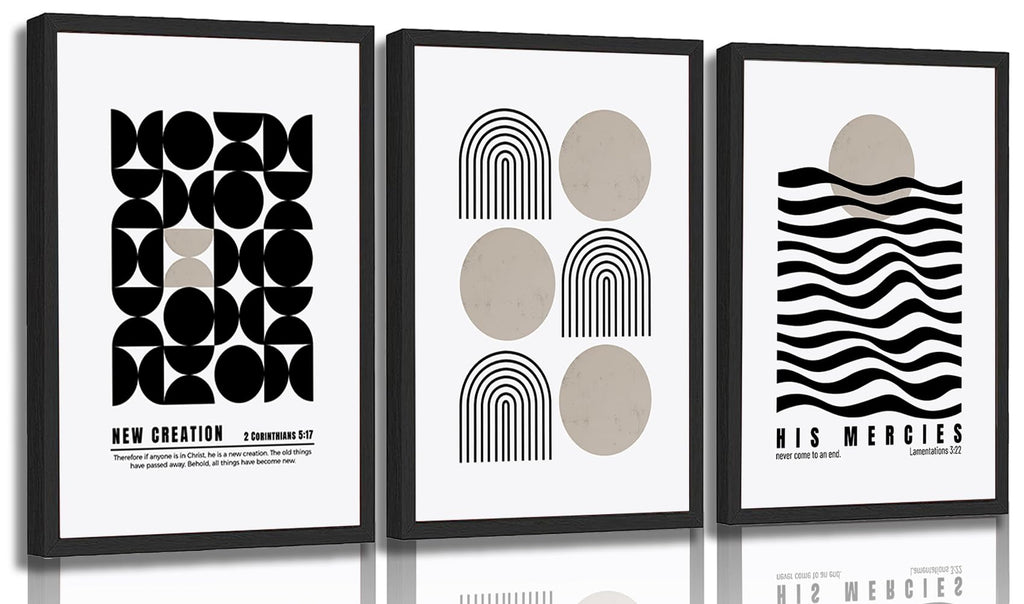 COYIKC 3Pcs Black and White Christian Canvas Wall Art Minimalist Bible Prints Jesus Faith Scripture Wall Decor Pictures Modern Abstract Painting artwork for bedroom office home decoration 16x24in