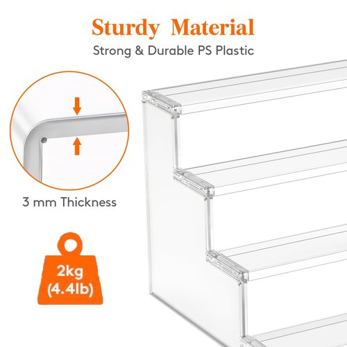 Lifewit 12 Inch PS Plastic Perfume Stand Organizer for Women, 4 Tier Display Riser, Tool-Free Assembly, Fragrance Makeup Cosmetics Shelf for Vanity Bedroom Bathroom Storage Organization, Clear, 1 Pcs