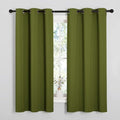 NICETOWN Blackout Kitchen Curtain Panels - Thermal Insulated Grommet Drapes | Olive Green, 34x63 Inches