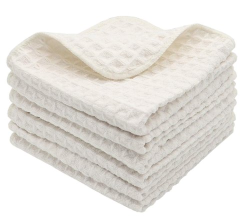VeraSong Microfiber Kitchen Cleaning Cloth Thick Dish Rags Waffle Weave Washcloths Dish Cloths Ultra Absorbent Odor Free 12inch X 12inch 6 Pack Beige