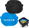 Skiennix Air Fryer Silicone Liners - Non-Stick Reusable Pot Basket for 2-3 QT Air Fryers | 2 Pack Square Inserts