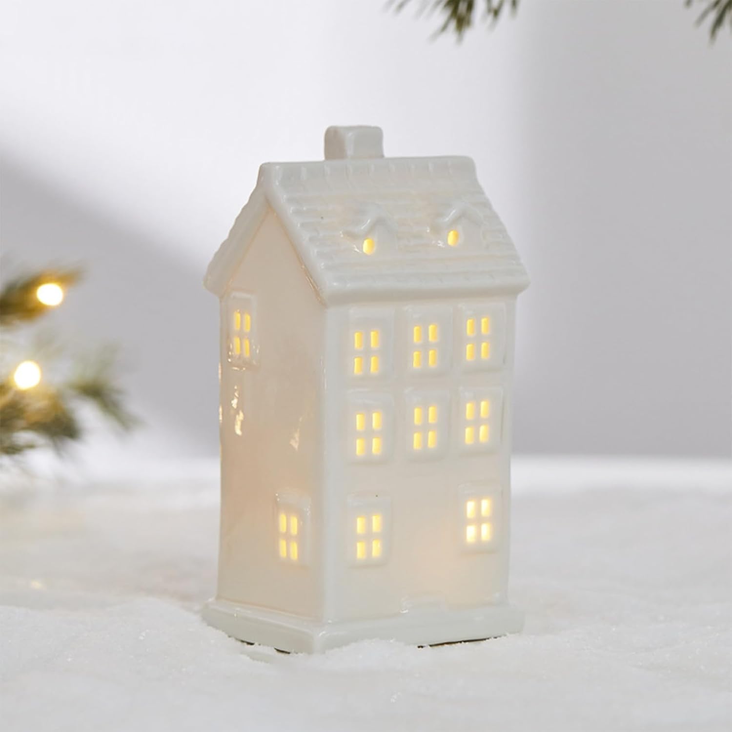 Regine Switzerland Ceramic Christmas Village Houses - White Small Tabletop Figurines for Festive Home Decor