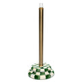 MACKENZIE-CHILDS Enamel Toilet Tissue Storage, Decorative Toilet-Paper Holder Stand for Bathroom, Green-and-White Emerald Check