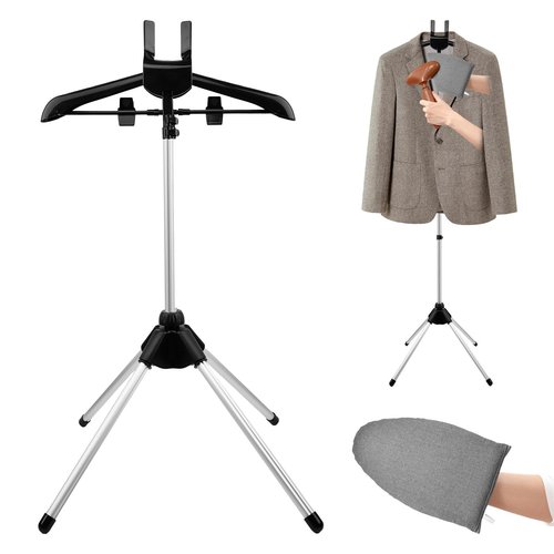 YOSINXU Garment Steamer Stand for Clothes, Adjustable Stand for Clothes Hanger & Mini Grey Ironing Board Portable Handheld Steamer Ironing Accessories for Clothes