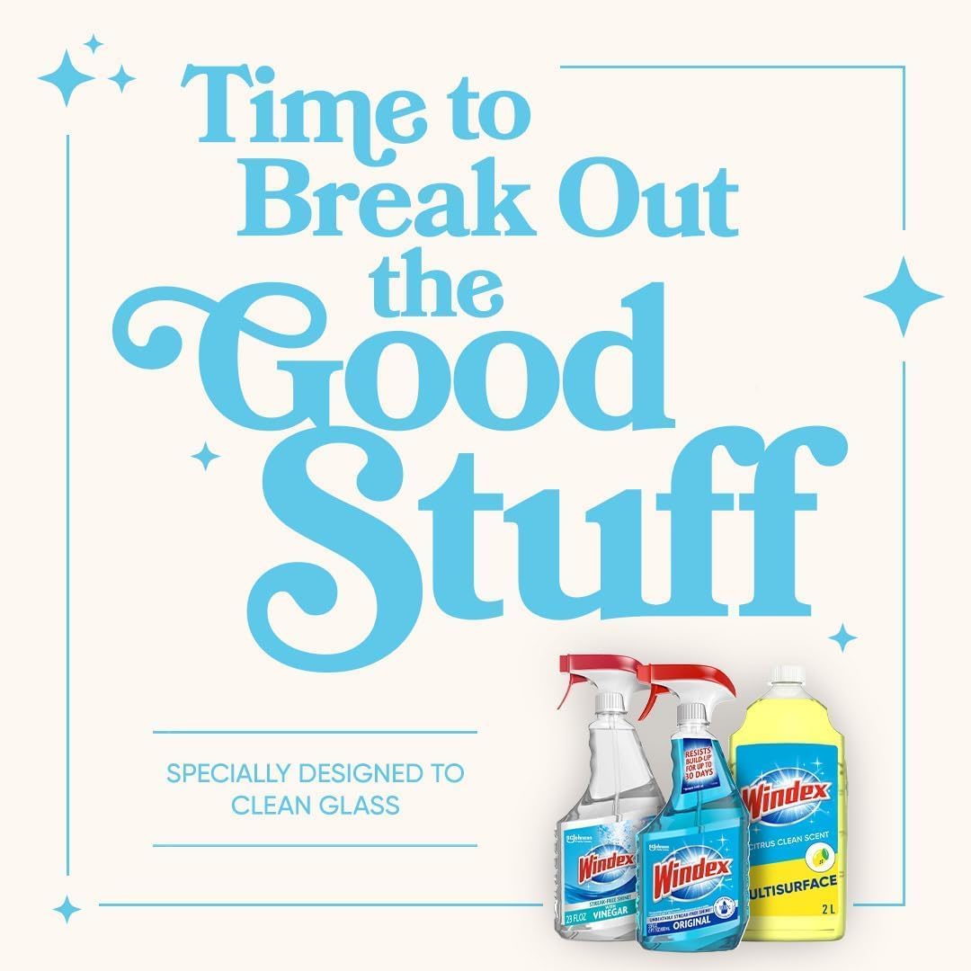 Windex Glass Cleaner - Original Blue 23oz Trigger Spray & 19oz Fast Shine Foam Bundle