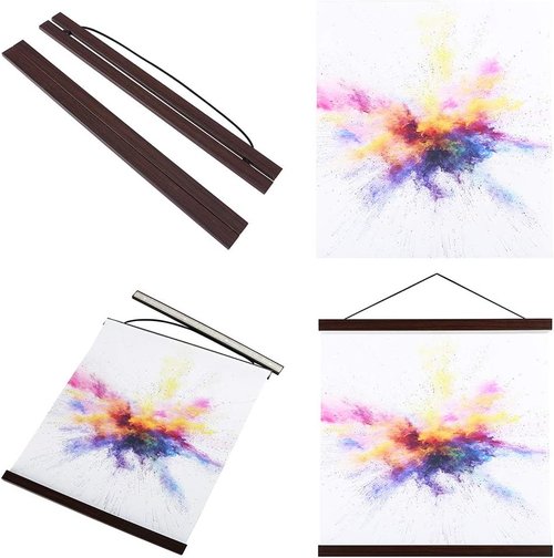 Benjia Magnetic Wooden Poster Frame - Light Wood Hanger for Photos & Art Prints | 25" Size, Walnut