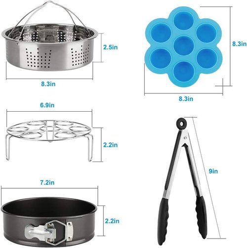 Instant Pot Accessories Set - Essential Tools for 6 Qt & 8 Qt Cookers | Steamer Basket, Cheesecake Pan & More