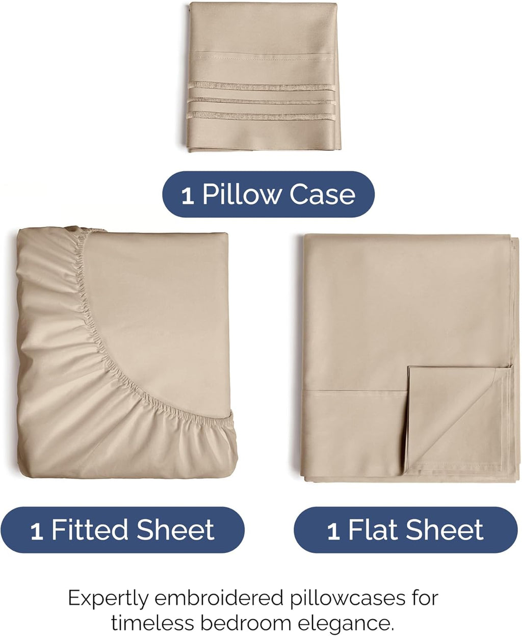 Skiennix Twin XL Sheet Set - Ultra-Soft Cooling Bedding - Deep Pockets, Wrinkle-Free - Cream Color