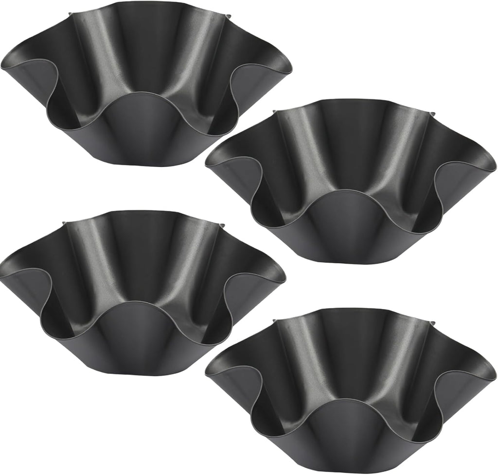 Skiennix Nonstick Taco Shell Bowl Set - 4 Large Carbon Steel Tortilla Makers for Baking & Frying