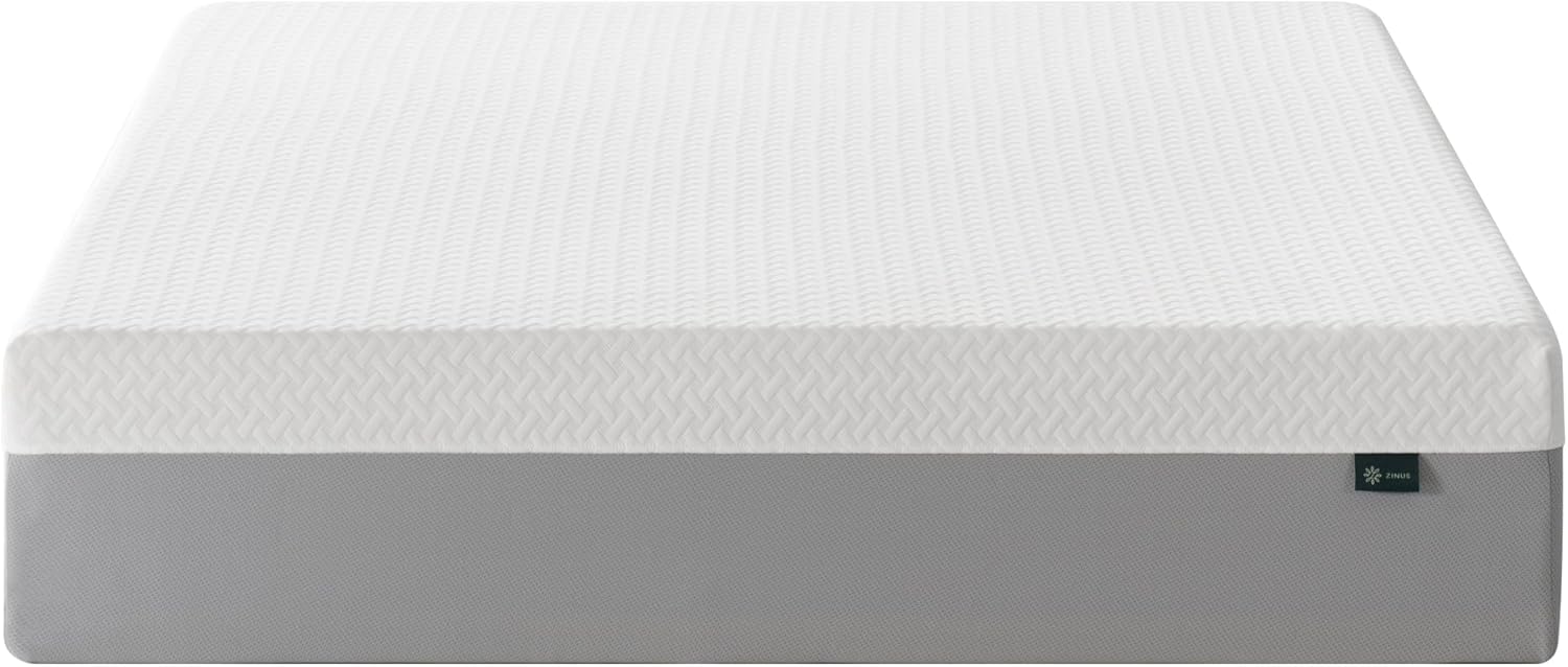Zinus 12 Inch Green Tea Memory Foam Mattress - Queen Size, Fiberglass Free, Medium Feel, Breathable Design