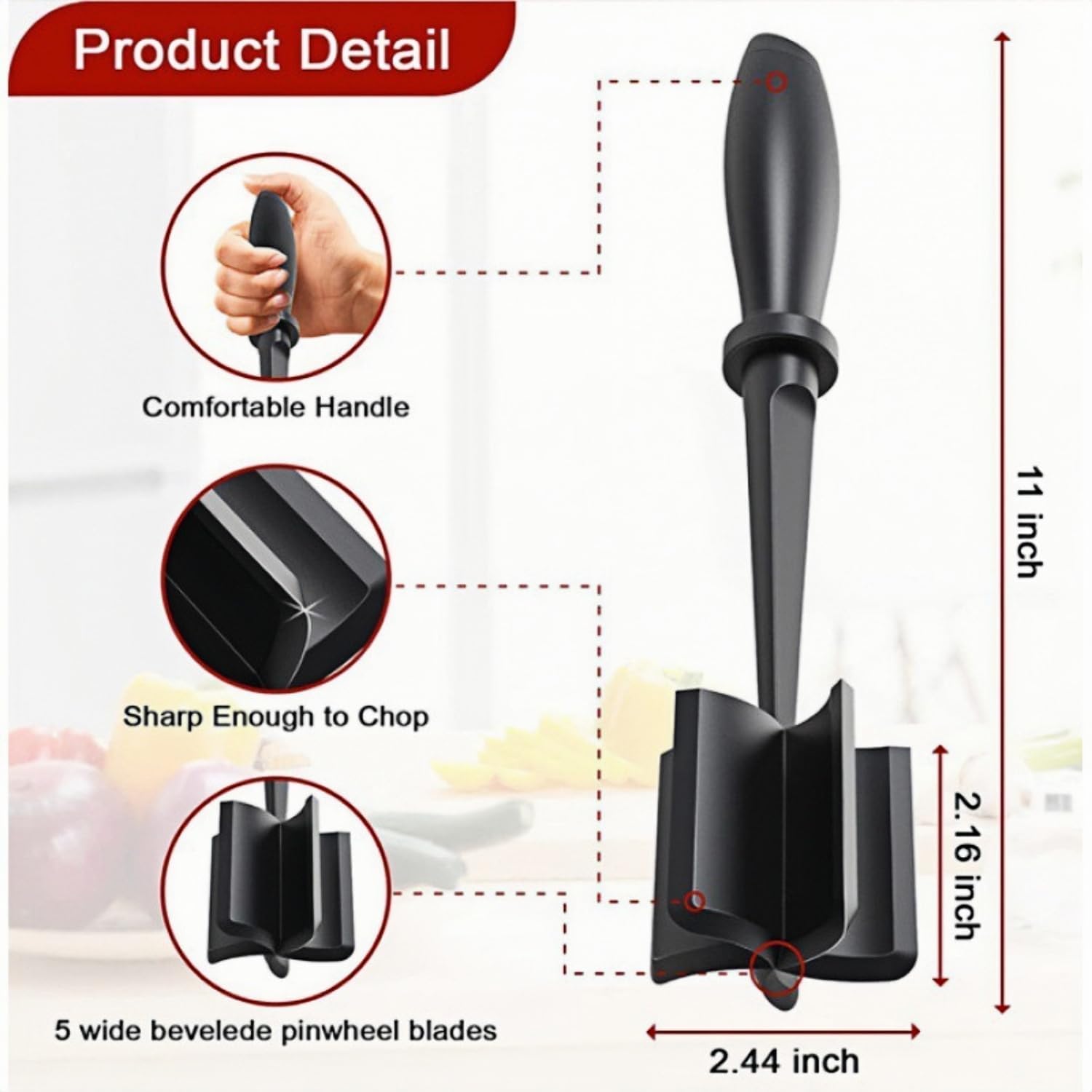 Skiennix Meat Chopper - Versatile Ground Beef Masher Tool for Easy Food Preparation | Durable Plastic Design