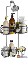 Epicano Shower Caddy - Rustproof Hanging Design with Hooks for Towels & Sponges | Matte Black Finish