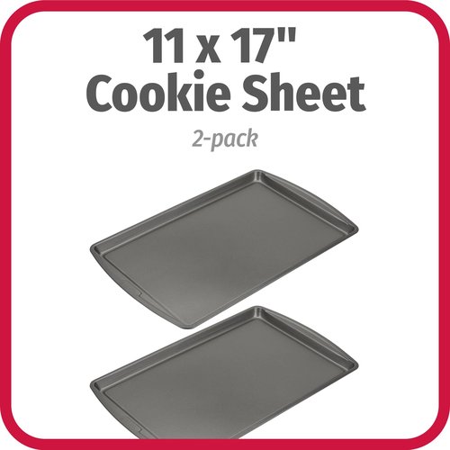 GoodCook Everday Nonstick Carbon Steel 17 x 11-Inch Baking Sheet Set, 2 Pack – Medium Sized Cooking Pans, Bakeware Set, Cookie Sheets for Baking, Oven Pan Set