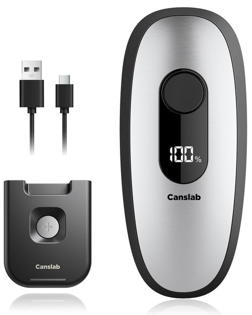 Canslab IRON Rechargeable Electric Can Opener: Wall-Mountable Easy Storage, Smart Auto Stop & LED Battery Track, Hands-Free Operation, Side Cut Smooth Edge, Stainless Steel Professional-Grade Blade