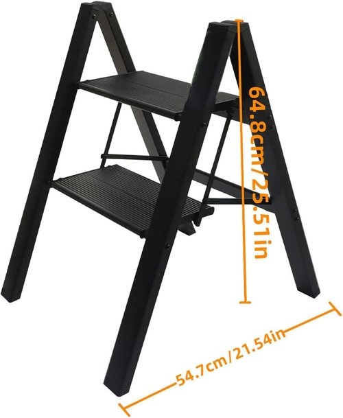 Foldable 2-Step Stool - Ultra-Lightweight Design with Wide Pedals & 330lbs Capacity | Ideal for Home & Office Use