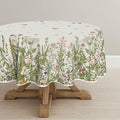 Horaldaily Spring Summer Tablecloth 90x90 Inch Round, Wild Flowers Floral Table Cover for Party Picnic Dinner Decor