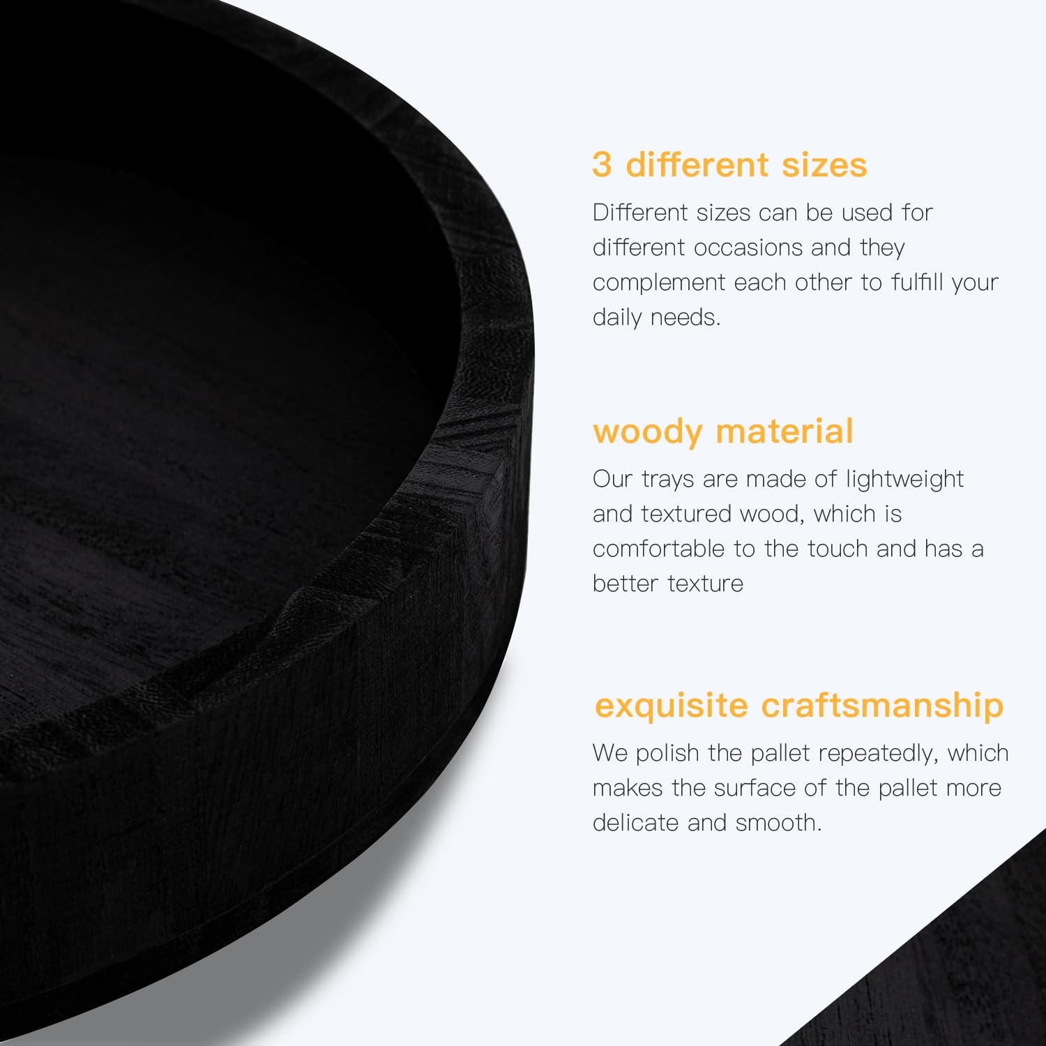 3 pcs Snack Organizer Wooden Snack Tray Countertop Organizer Black Snack Containers Condiment Holder Serving Tray Snack Storage Bin for Kitchen Office