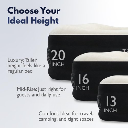 King Koil Luxury Air Mattress - California King Size with Built-in High-Speed Pump | Waterproof & Adjustable, 20" Double High, Ideal for Home & Camping