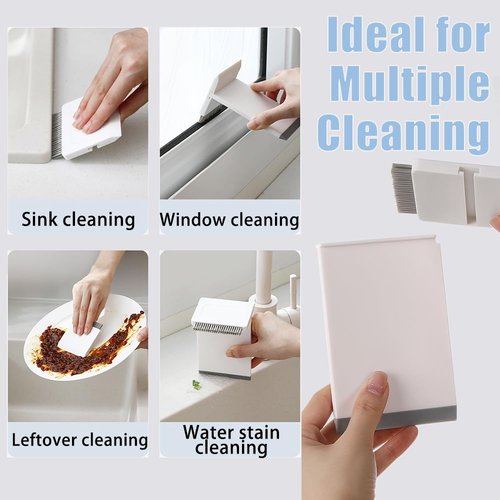 Ouliget Kitchen Sink Squeegee and Countertop Brush,3 in 1 Mini Squeegee Sponge Countertop Dirt Cleaning Brush,Multi Purpose Compact Brush Cleans Wet and Dry Spills